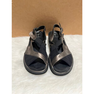 THIERRY RABOTIN WOMEN'S WILTON 1326 METALLIC PEWTER LEATHER COMBO SIZE 41 (10.5)